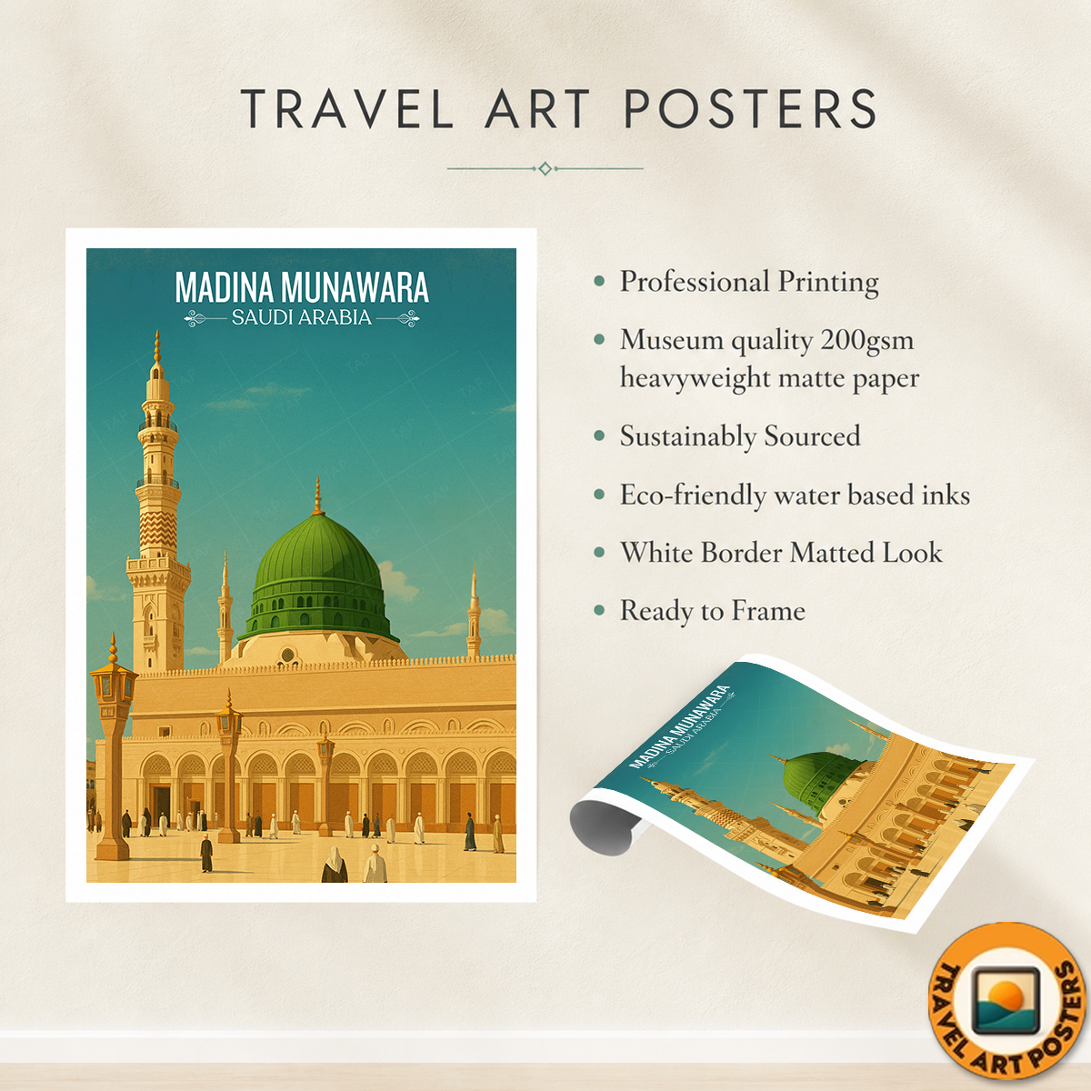 Madina Munawara - Saudi Arabia - Travel Wall Art Deco Poster Print