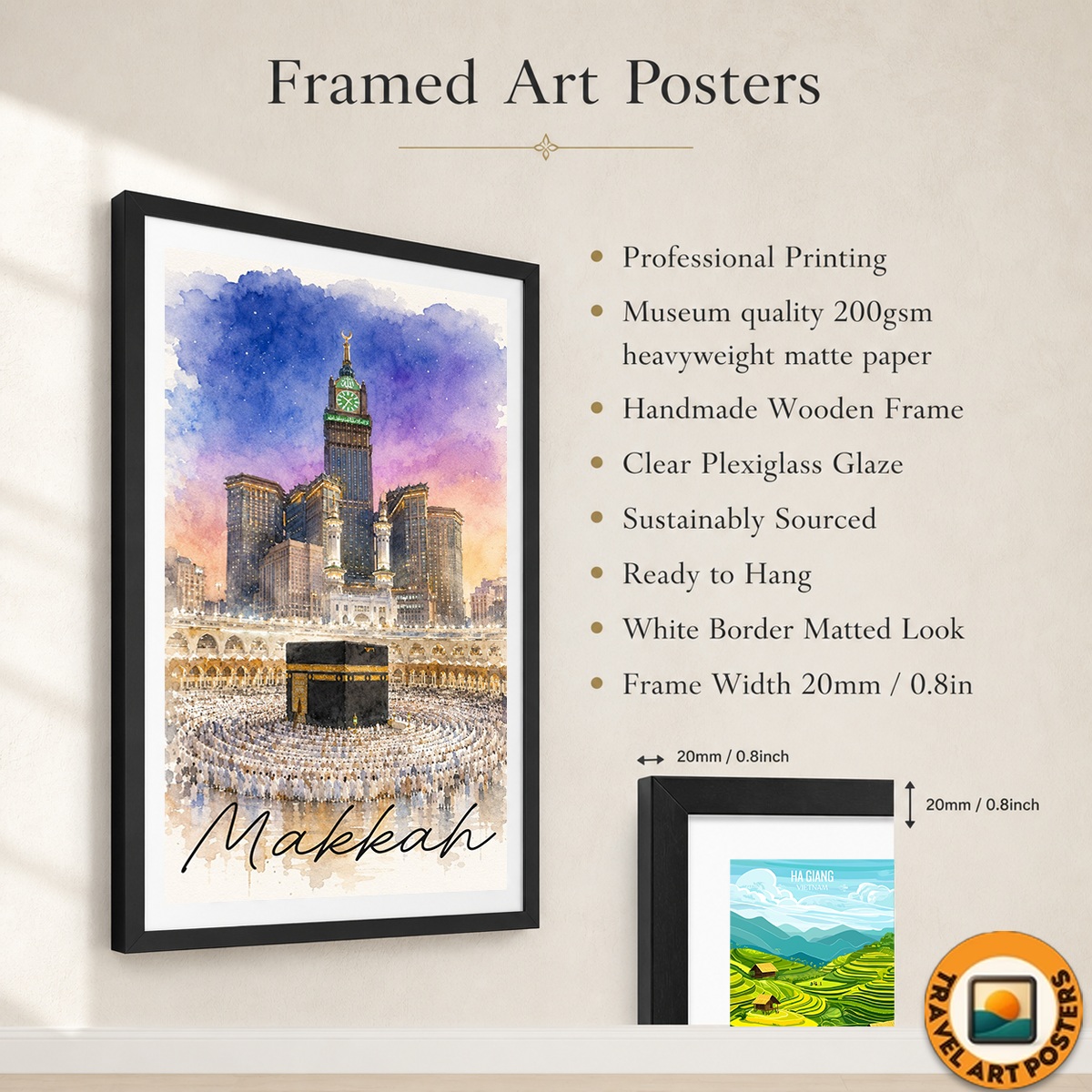 Makkah - Saudi Arabia - Travel Wall Art Deco Poster Print - Art Print - Travel Art Poster