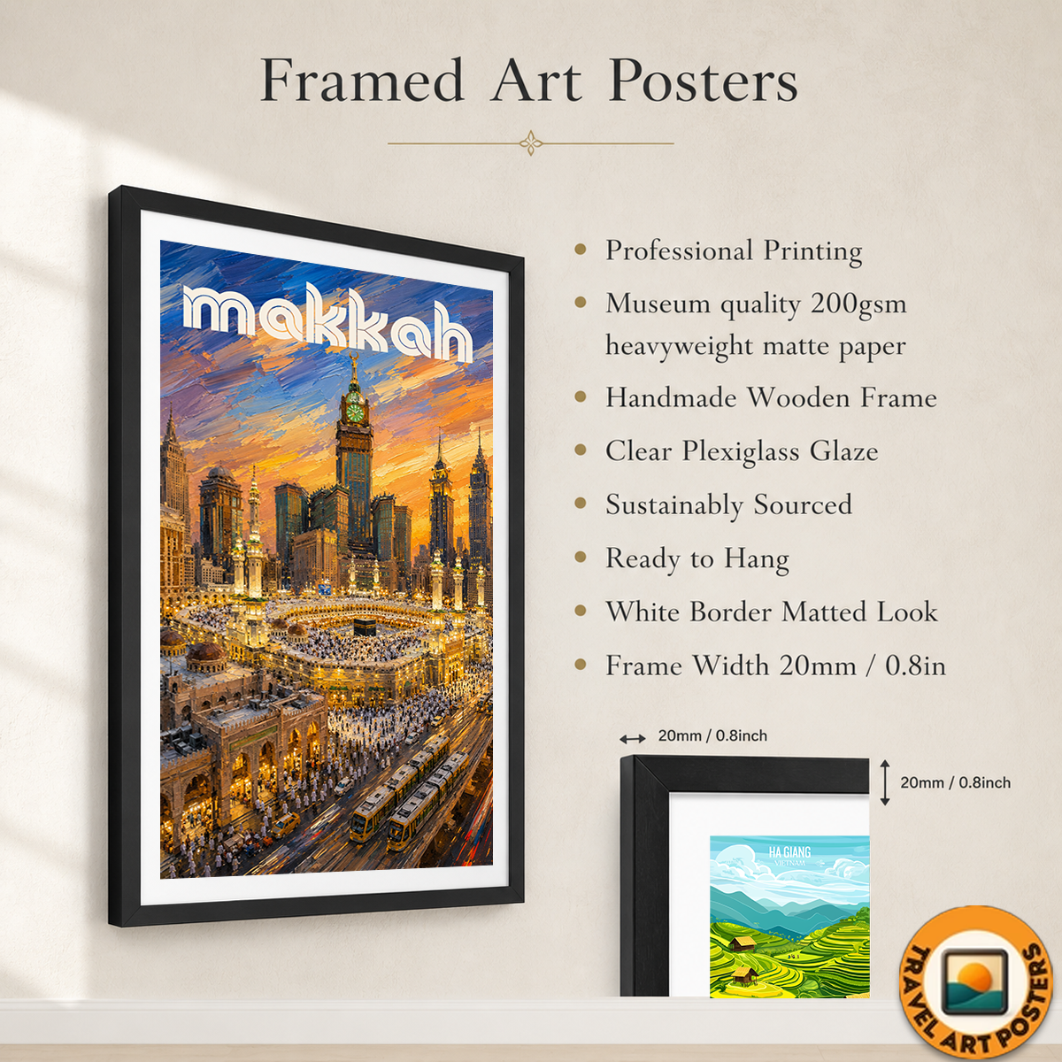 Makkah - Saudi Arabia - Travel Wall Art Deco Poster Print - Art Print - Travel Art Poster