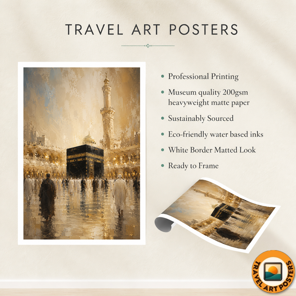 Makkah - Saudi Arabia - Travel Wall Art Deco Poster Print - Art Print - Travel Art Poster
