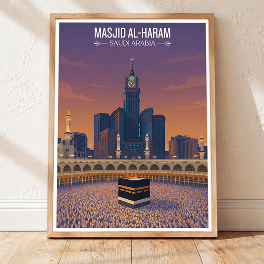 Masjid Al-Haram - Saudi Arabia - Travel Wall Art Deco Poster Print - Art Print - Travel Art Poster