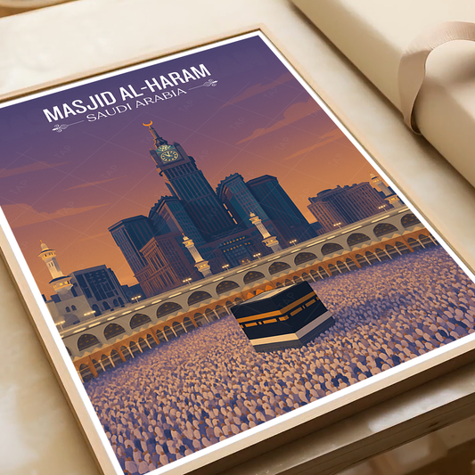 Masjid Al-Haram - Saudi Arabia - Travel Wall Art Deco Poster Print - Art Print - Travel Art Poster