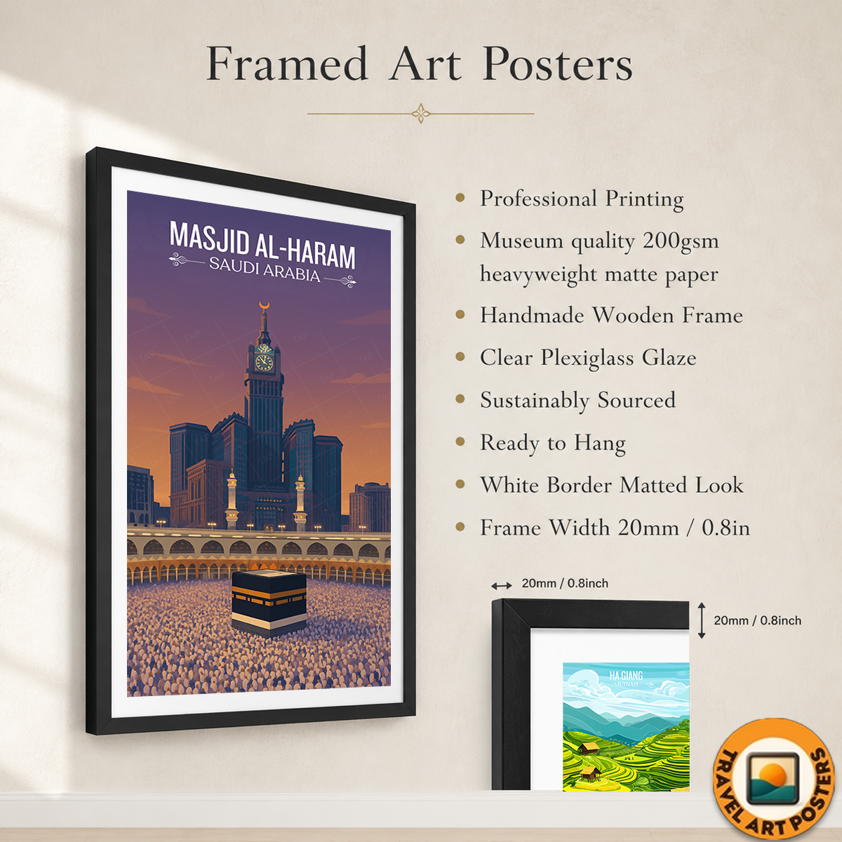 Masjid Al-Haram - Saudi Arabia - Travel Wall Art Deco Poster Print - Art Print - Travel Art Poster
