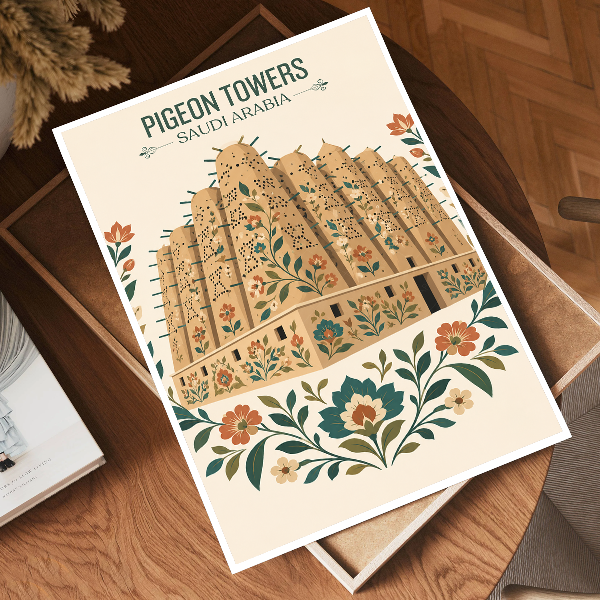 Pigeon Towers - Saudi Arabia - Travel Wall Art Deco Poster Print