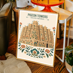 Pigeon Towers - Saudi Arabia - Travel Wall Art Deco Poster Print