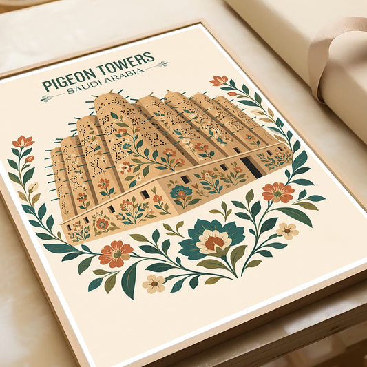 Pigeon Towers - Saudi Arabia - Travel Wall Art Deco Poster Print - Art Print - Travel Art Poster