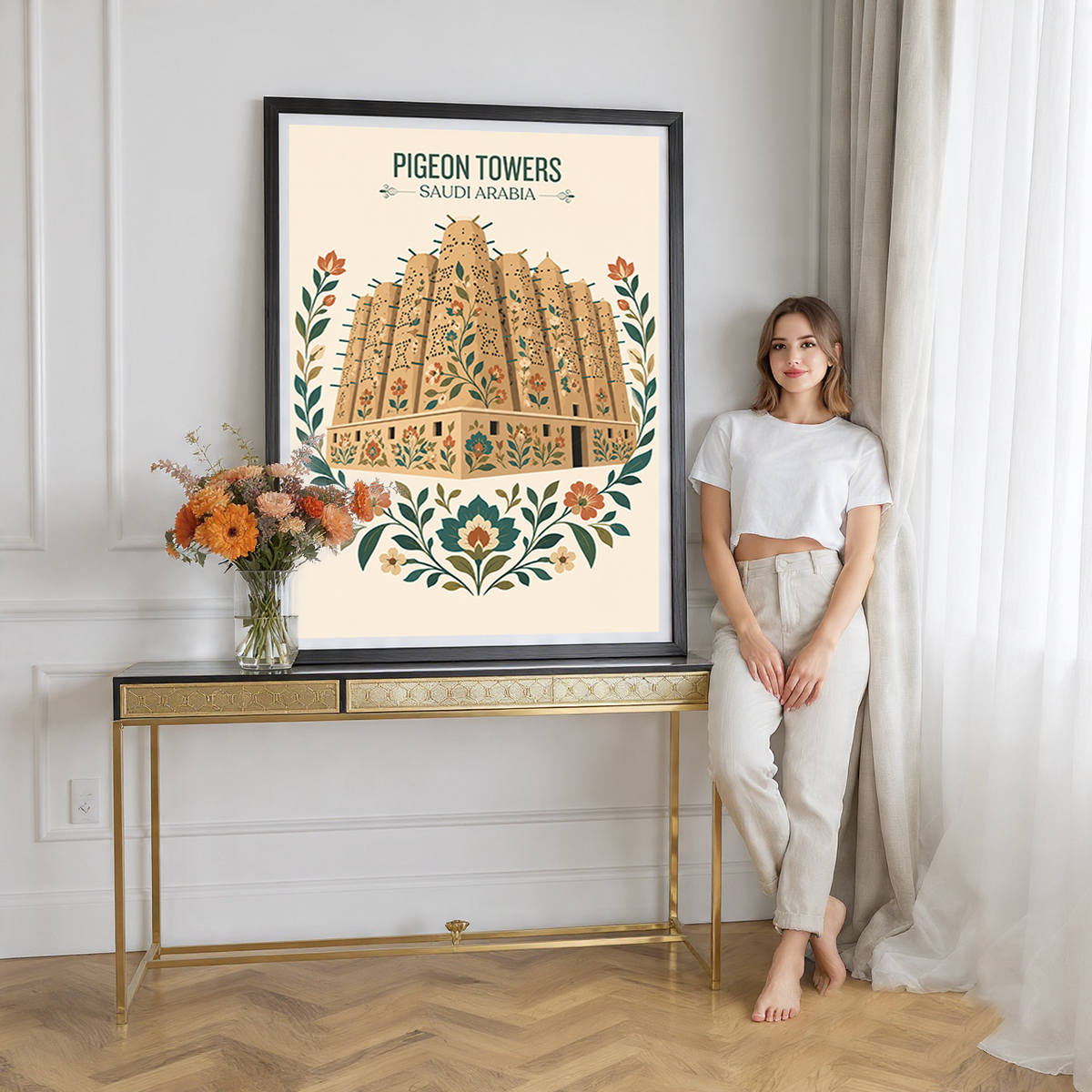 Pigeon Towers - Saudi Arabia - Travel Wall Art Deco Poster Print