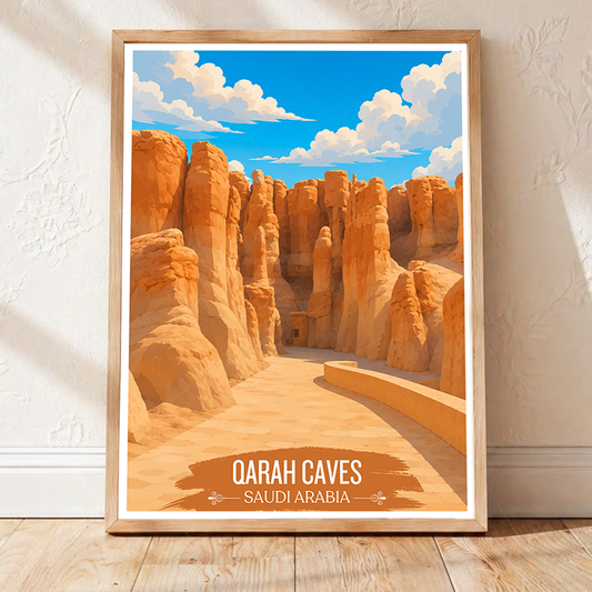 Qarah Caves - Saudi Arabia - Travel Wall Art Deco Poster Print - Art Print - Travel Art Poster