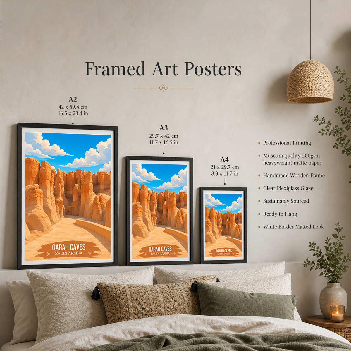 Qarah Caves - Saudi Arabia - Travel Wall Art Deco Poster Print