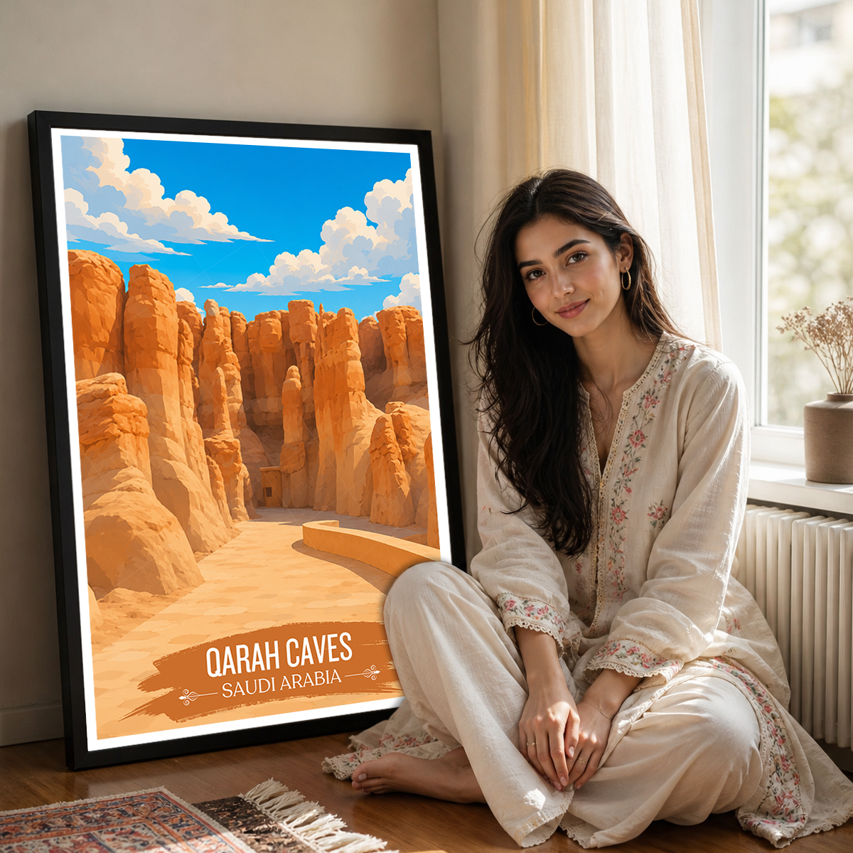 Qarah Caves - Saudi Arabia - Travel Wall Art Deco Poster Print