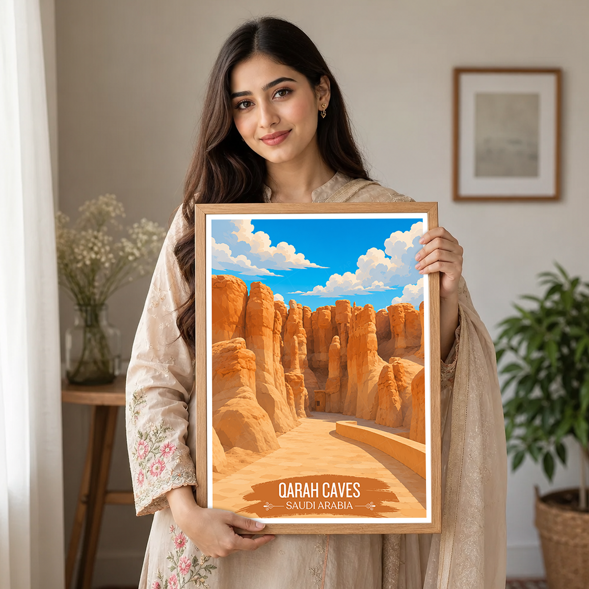 Qarah Caves - Saudi Arabia - Travel Wall Art Deco Poster Print