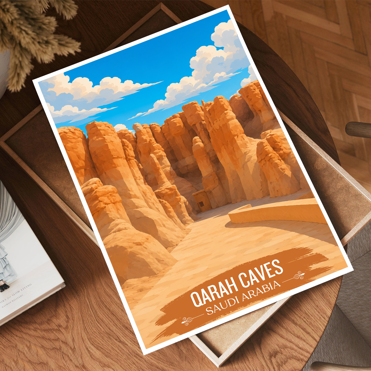 Qarah Caves - Saudi Arabia - Travel Wall Art Deco Poster Print
