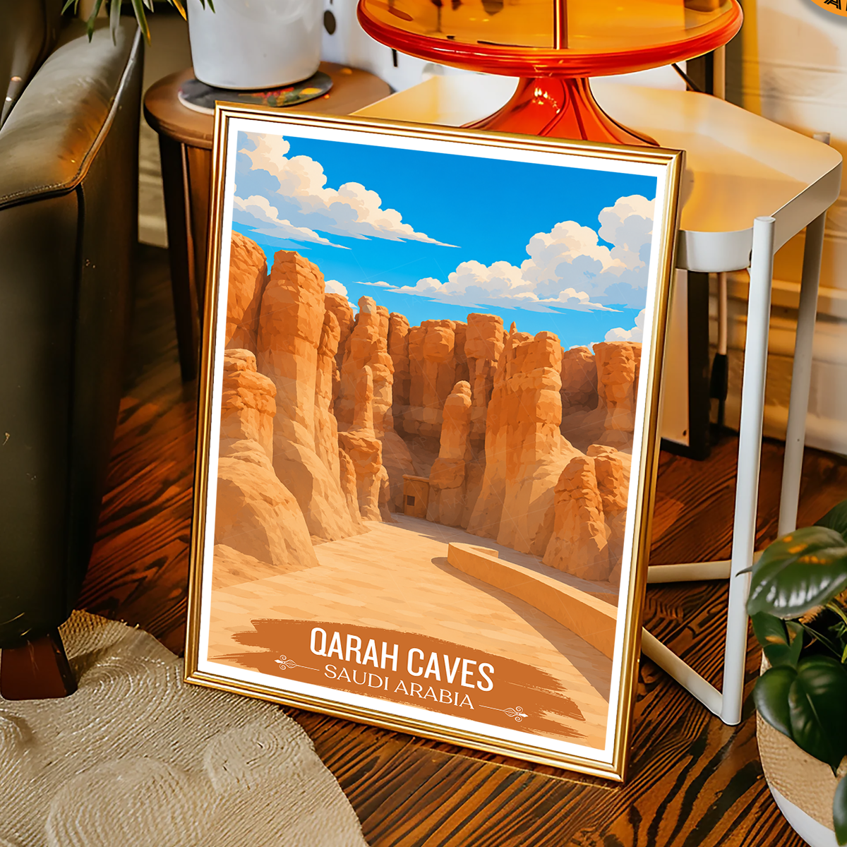 Qarah Caves - Saudi Arabia - Travel Wall Art Deco Poster Print