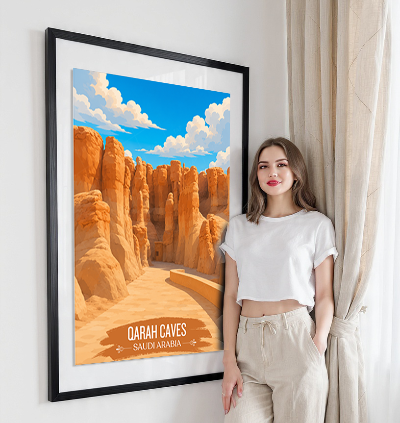 Qarah Caves - Saudi Arabia - Travel Wall Art Deco Poster Print