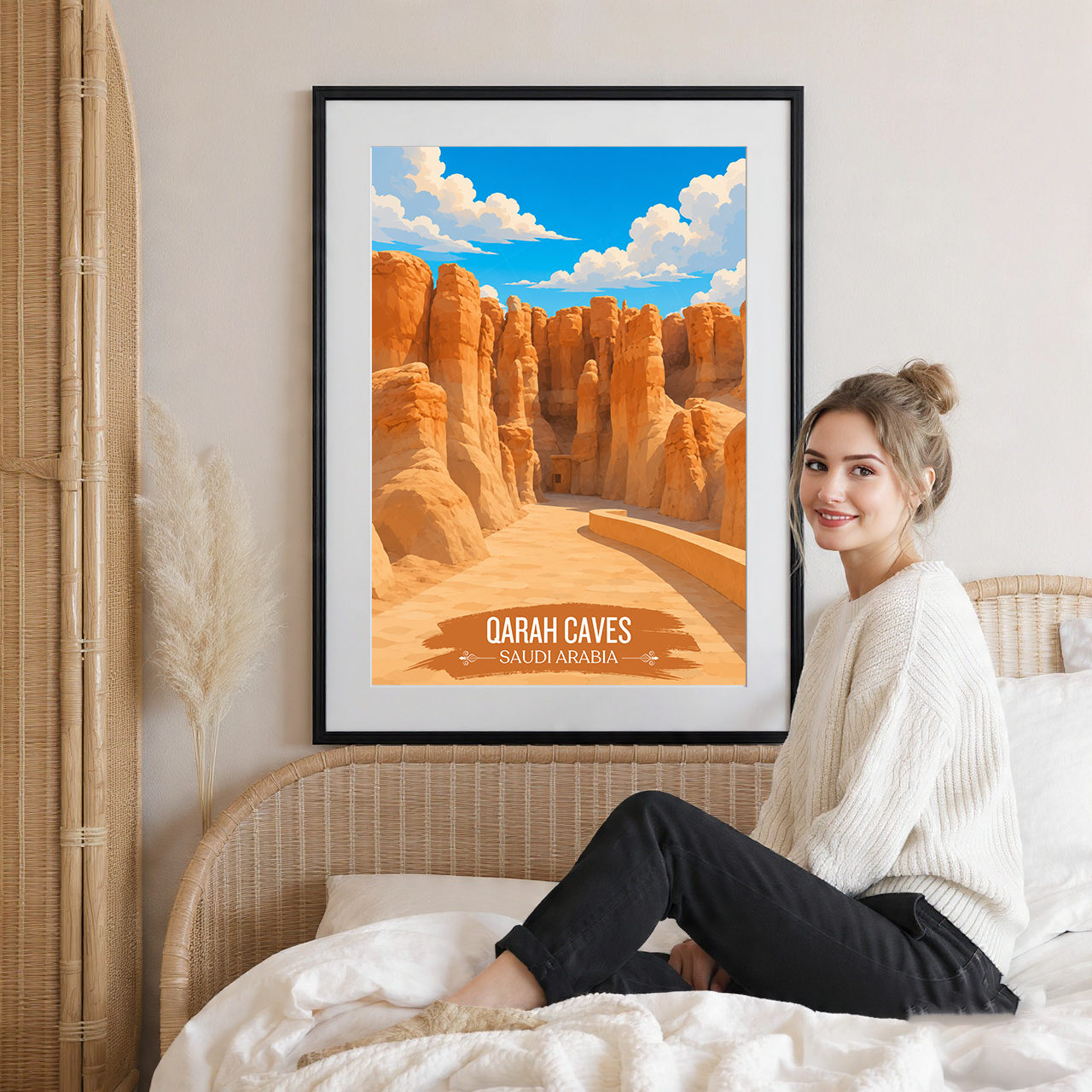 Qarah Caves - Saudi Arabia - Travel Wall Art Deco Poster Print