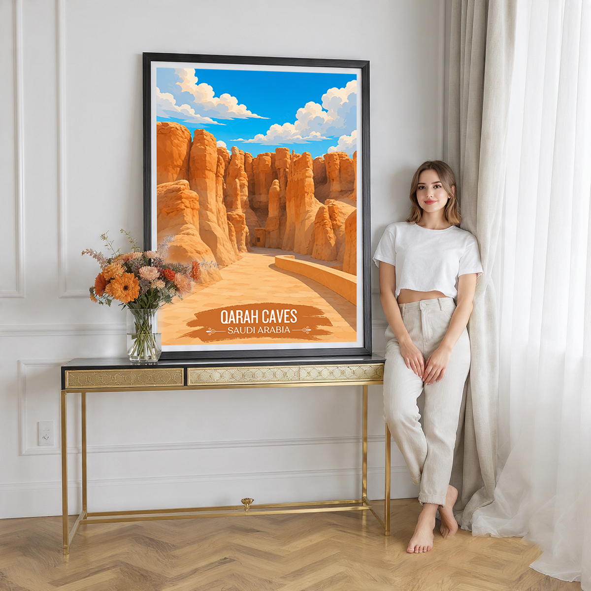 Qarah Caves - Saudi Arabia - Travel Wall Art Deco Poster Print