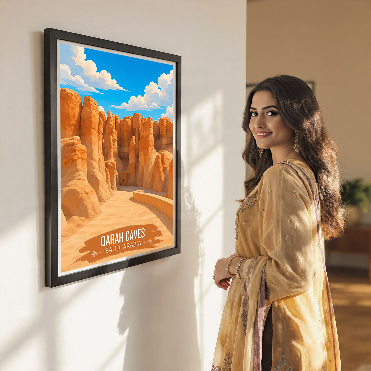 Qarah Caves - Saudi Arabia - Travel Wall Art Deco Poster Print