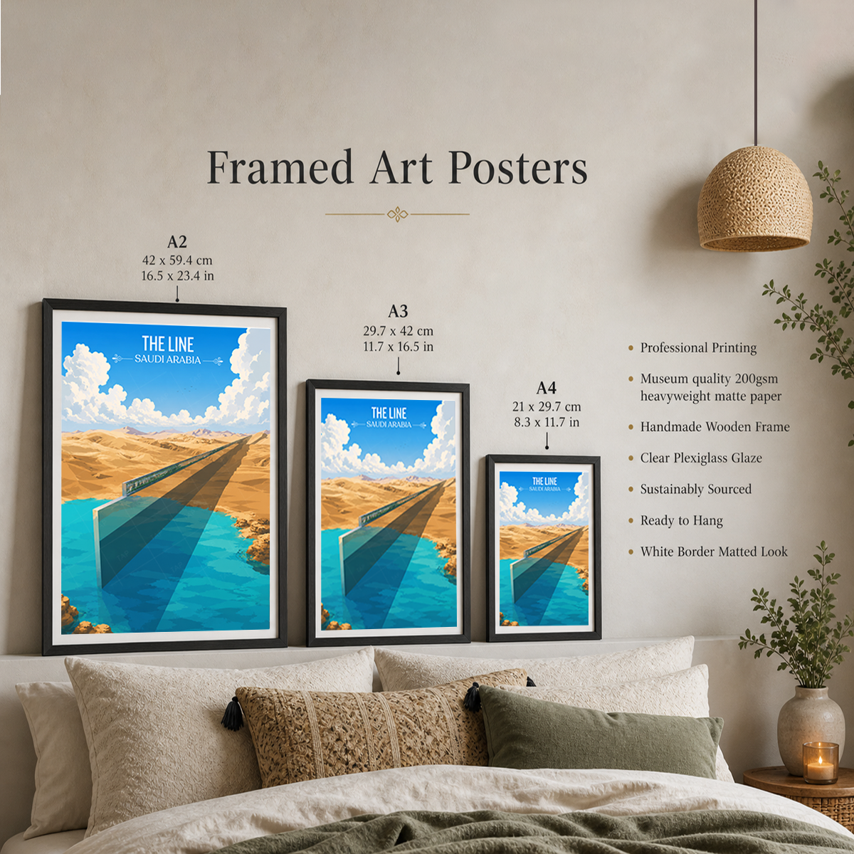 The Line - Saudi Arabia - Travel Wall Art Deco Poster Print