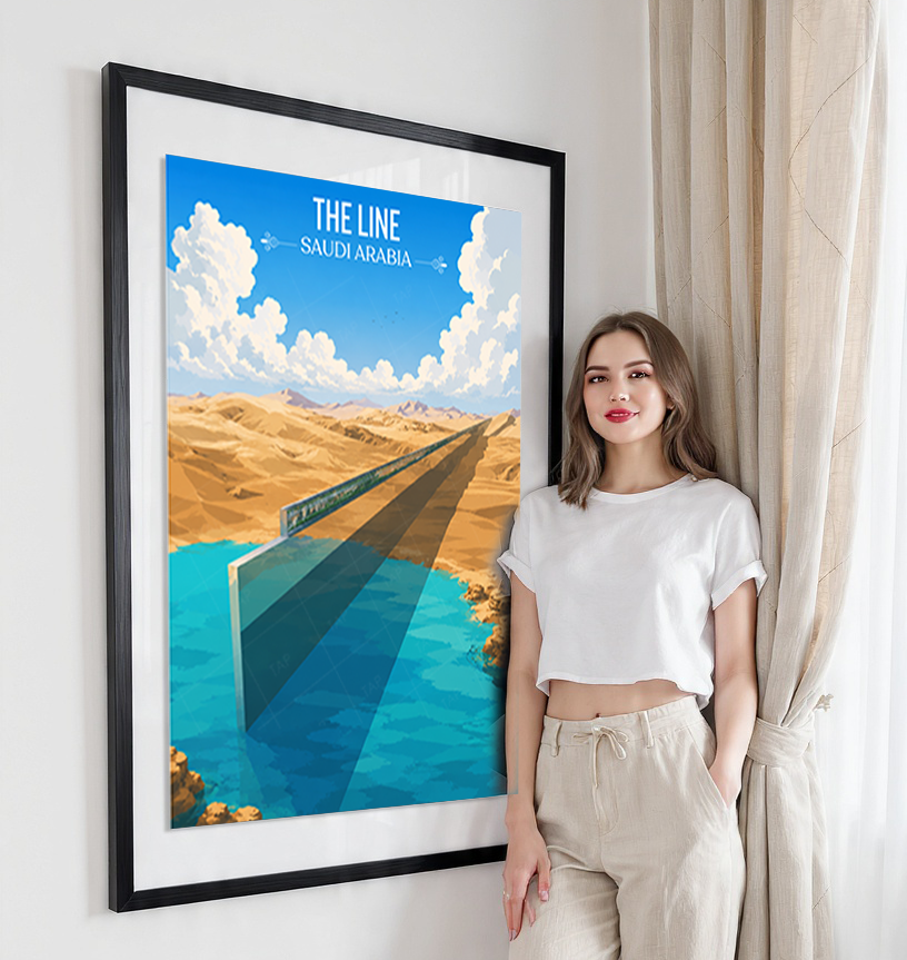 The Line - Saudi Arabia - Travel Wall Art Deco Poster Print