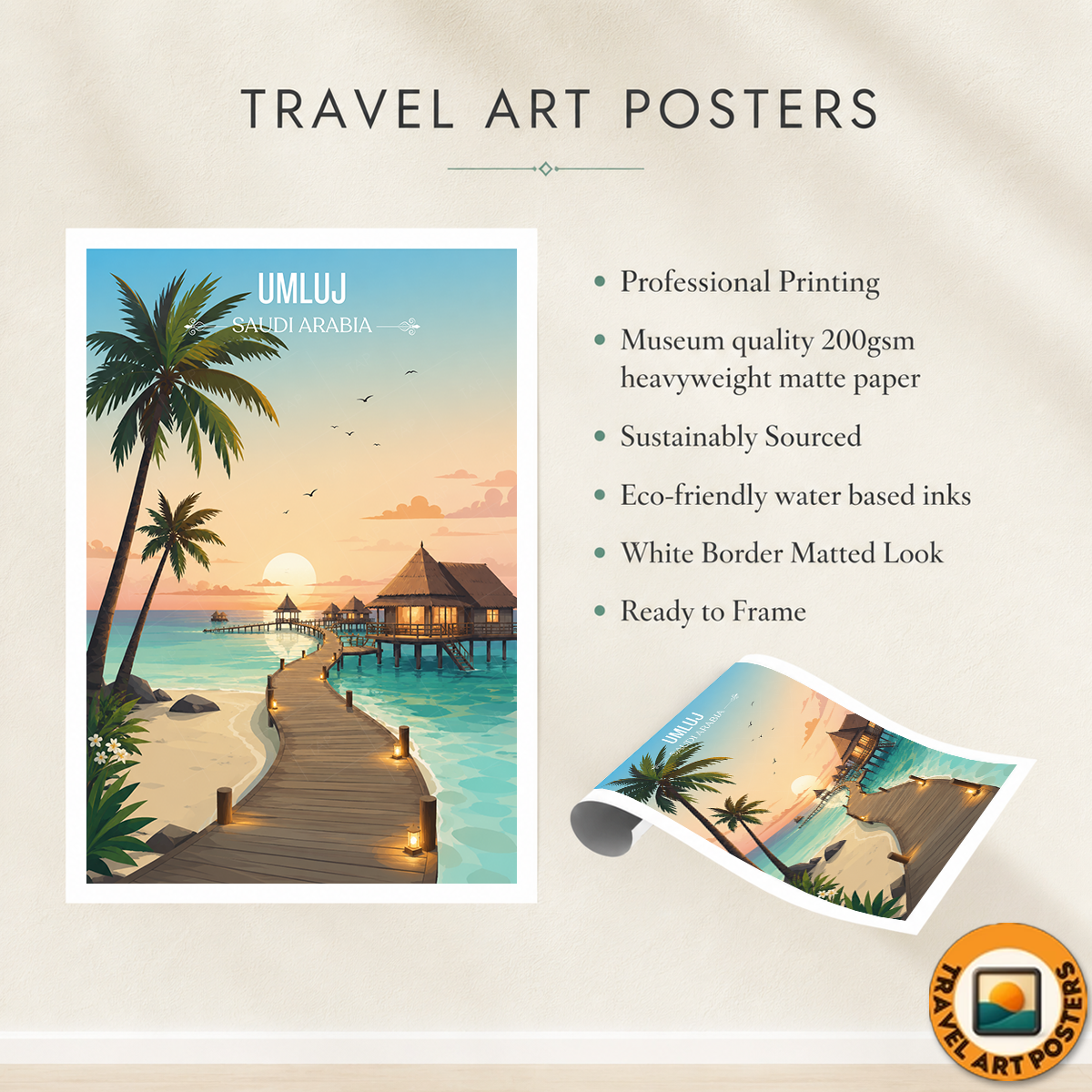 Umluj - Saudi Arabia - Travel Wall Art Deco Poster Print