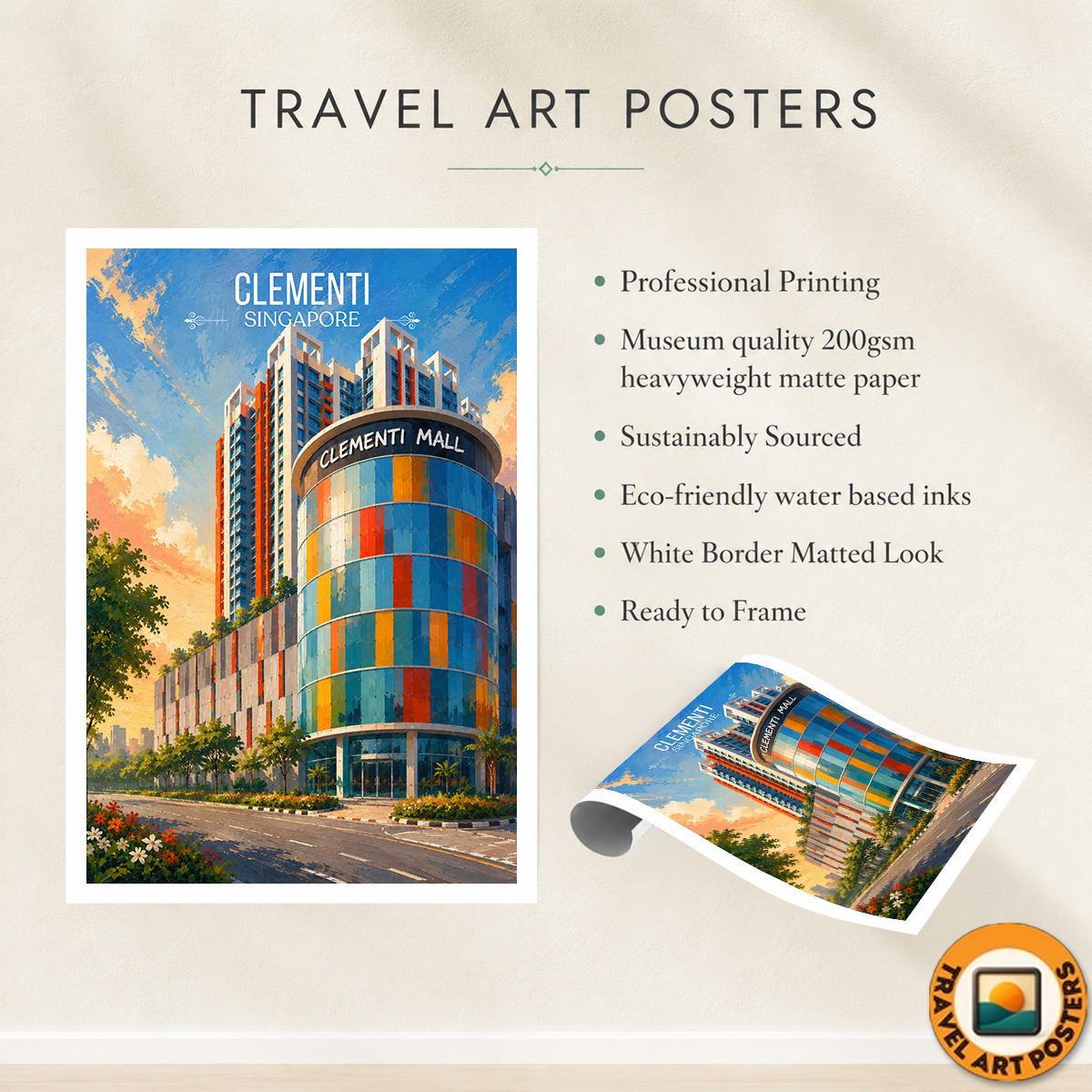 Clementi - Singapore - Poster Print Modern Style Wall Art
