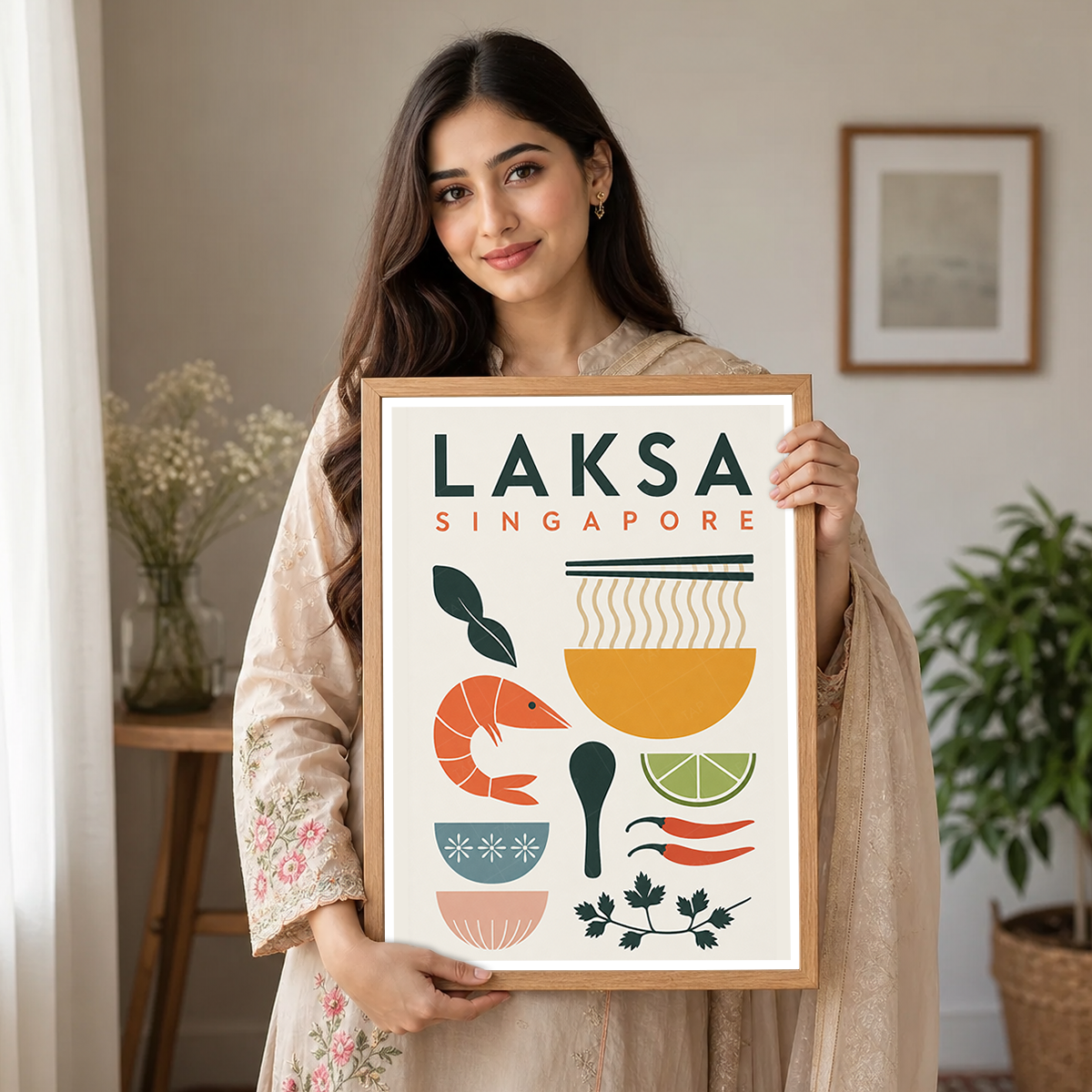 Laksa - Singapore - Poster Print Modern Style Wall Art
