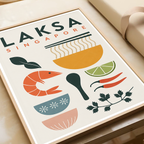Laksa - Singapore - Poster Print Modern Style Wall Art