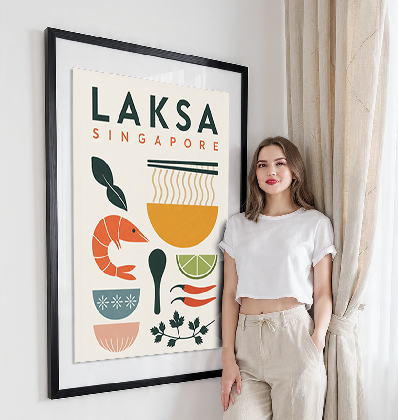 Laksa - Singapore - Poster Print Modern Style Wall Art