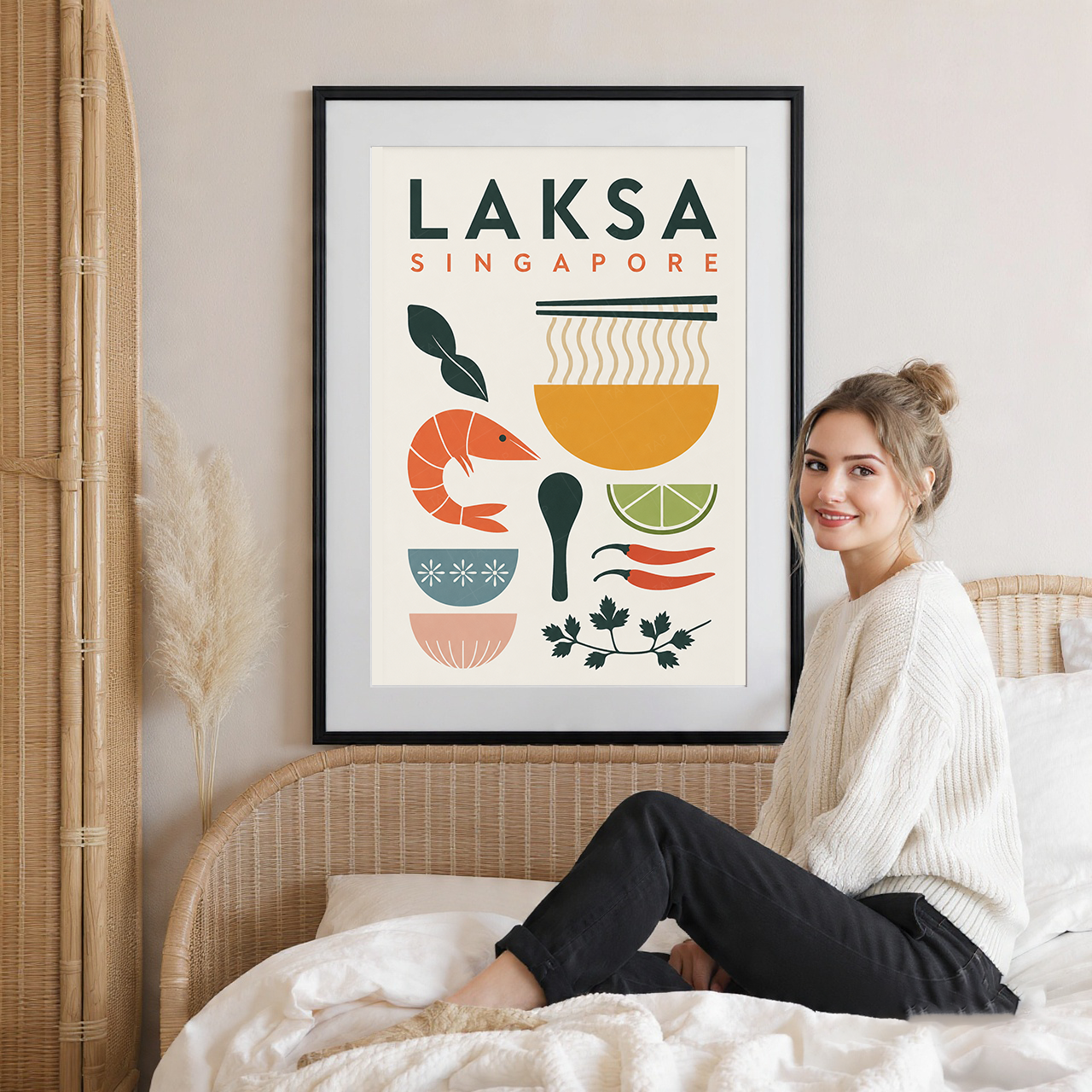 Laksa - Singapore - Poster Print Modern Style Wall Art