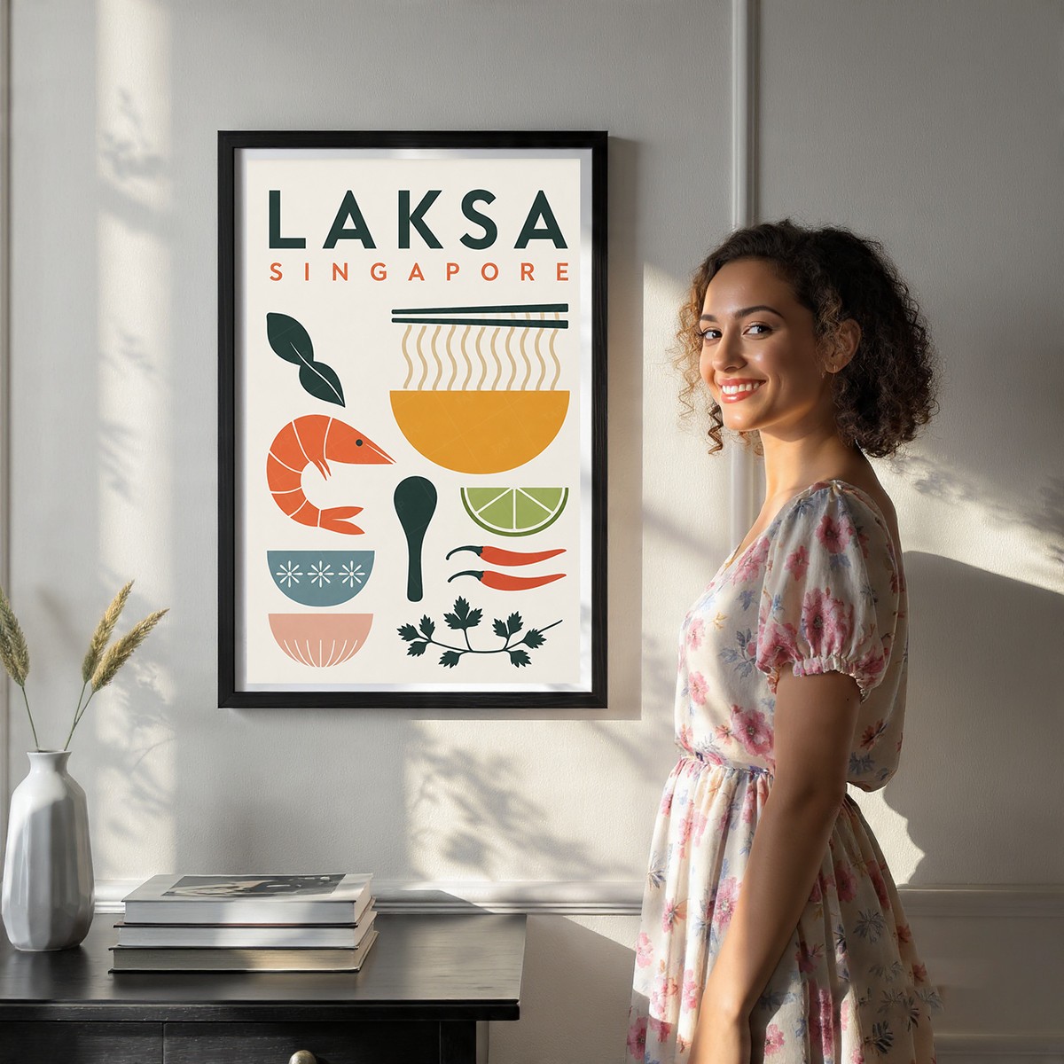 Laksa - Singapore - Poster Print Modern Style Wall Art