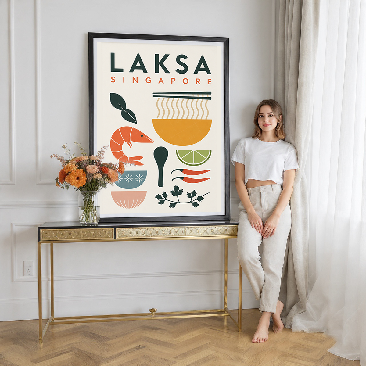 Laksa - Singapore - Poster Print Modern Style Wall Art