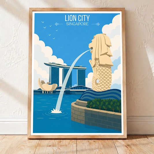 Lion City - Singapore - Poster Print Modern Style Wall Art - Art Print - Travel Art Poster