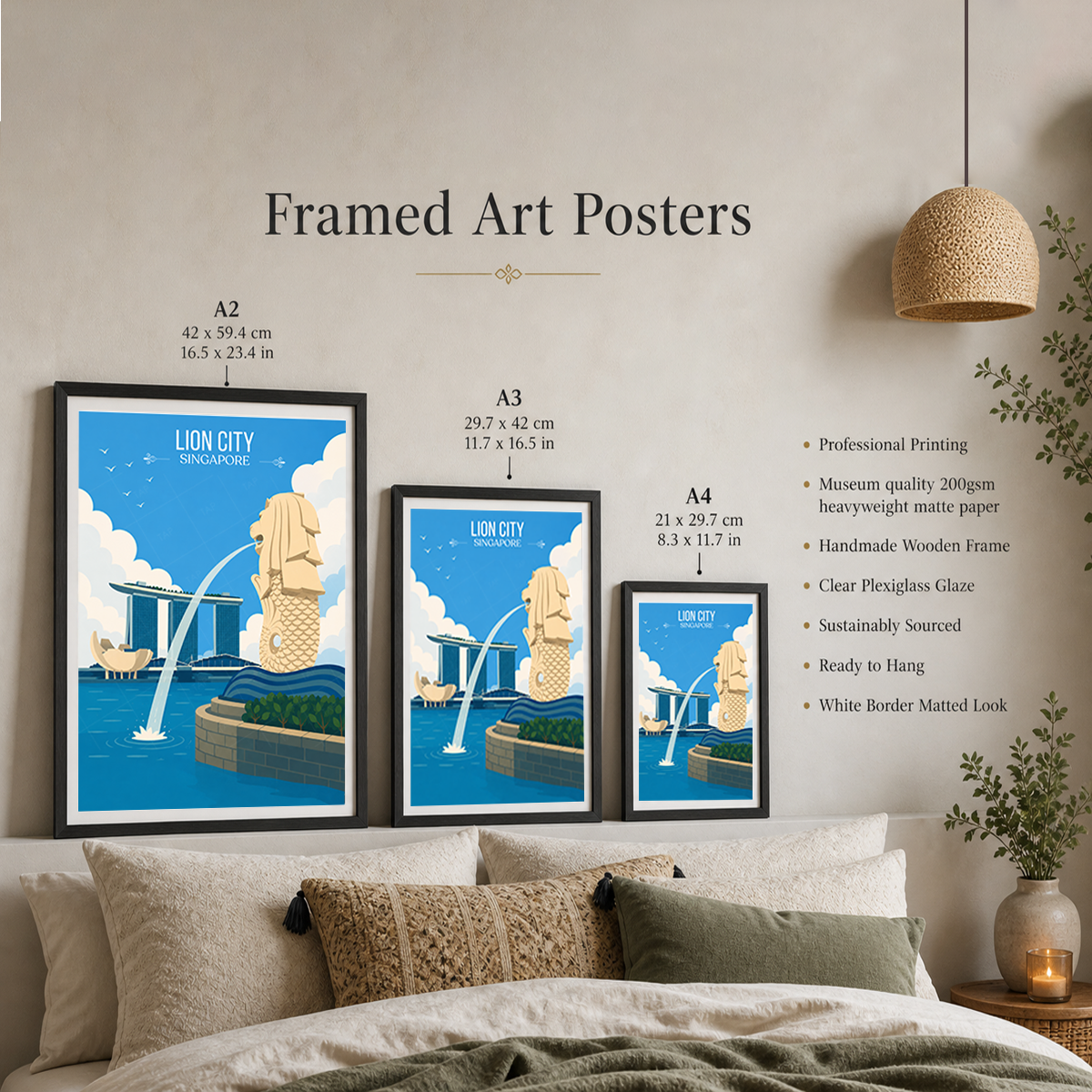 Lion City - Singapore - Poster Print Modern Style Wall Art