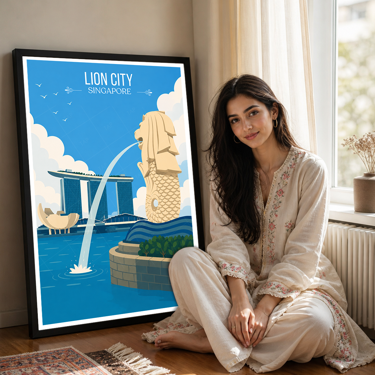 Lion City - Singapore - Poster Print Modern Style Wall Art