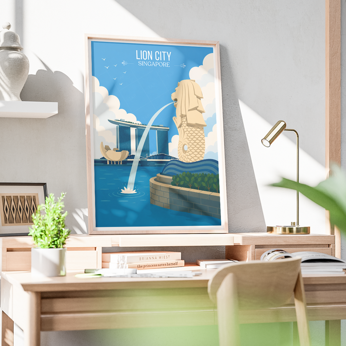 Lion City - Singapore - Poster Print Modern Style Wall Art
