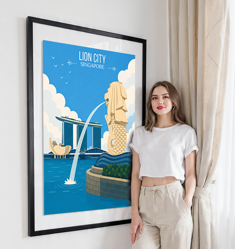 Lion City - Singapore - Poster Print Modern Style Wall Art