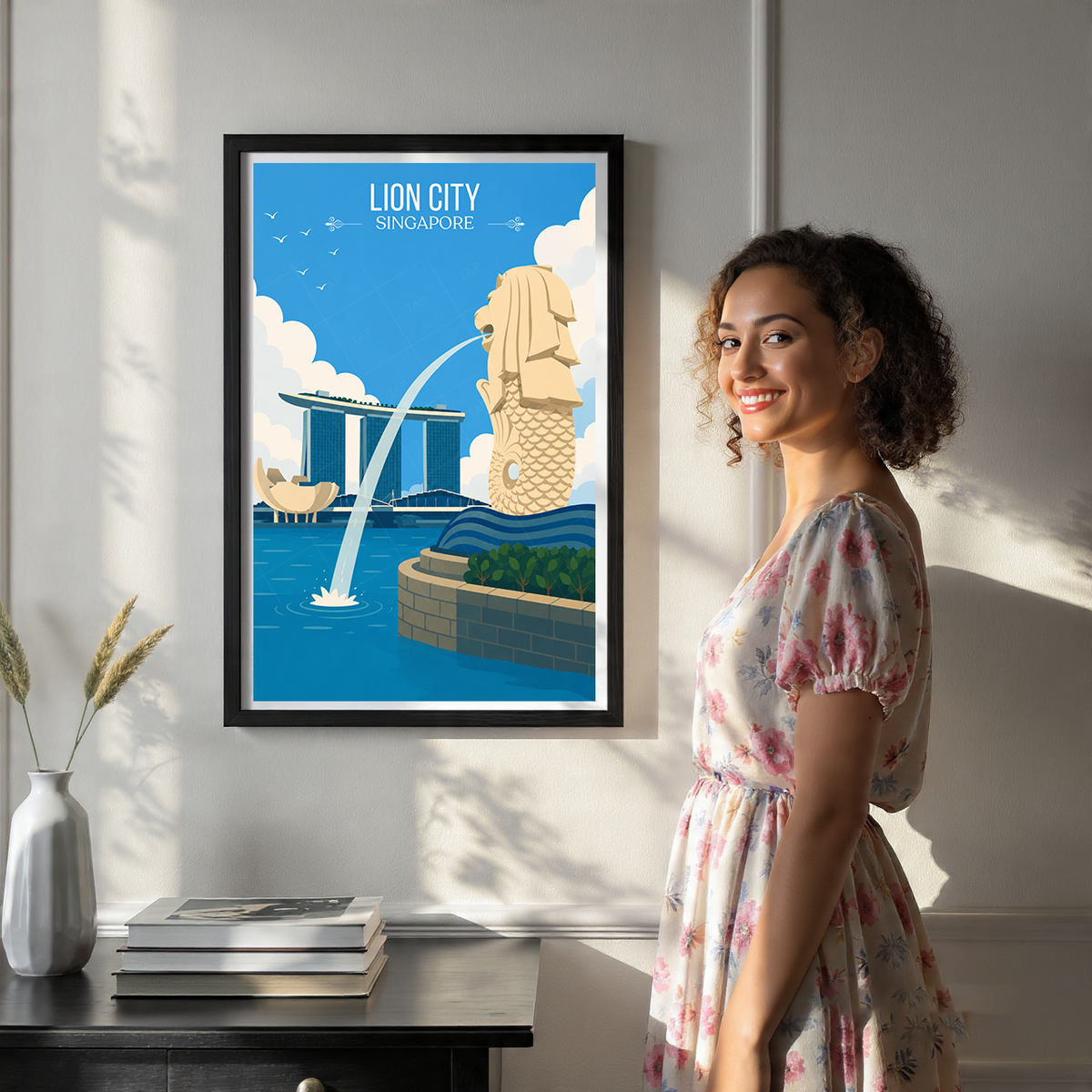 Lion City - Singapore - Poster Print Modern Style Wall Art
