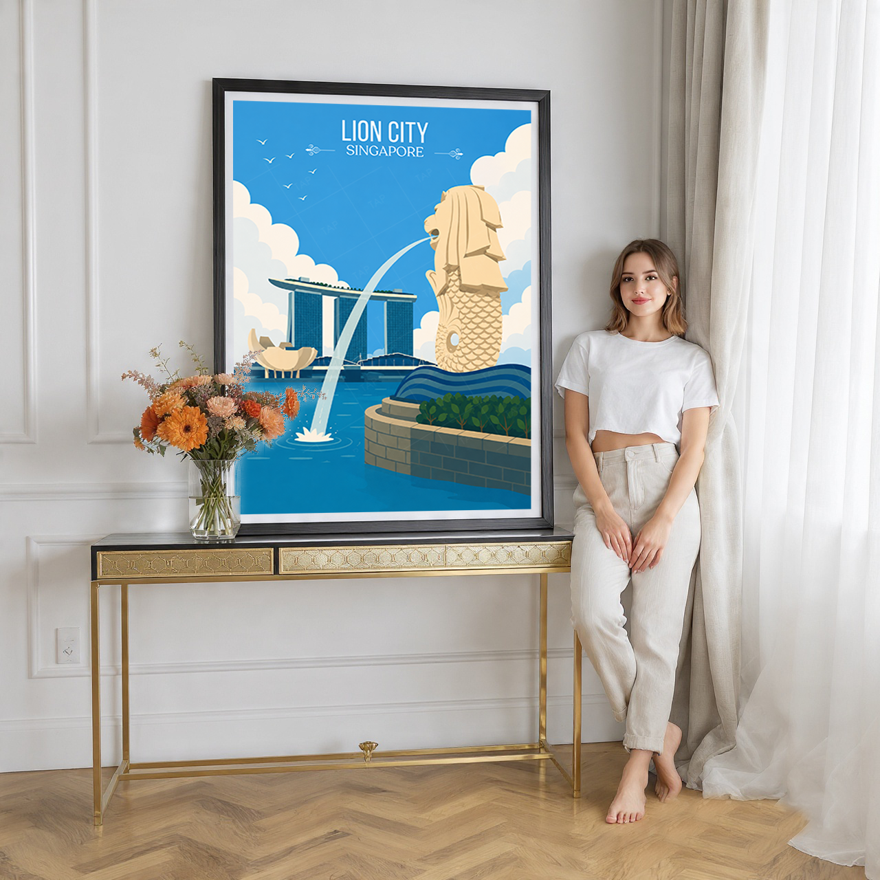Lion City - Singapore - Poster Print Modern Style Wall Art