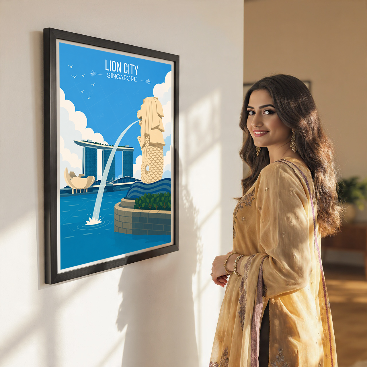 Lion City - Singapore - Poster Print Modern Style Wall Art