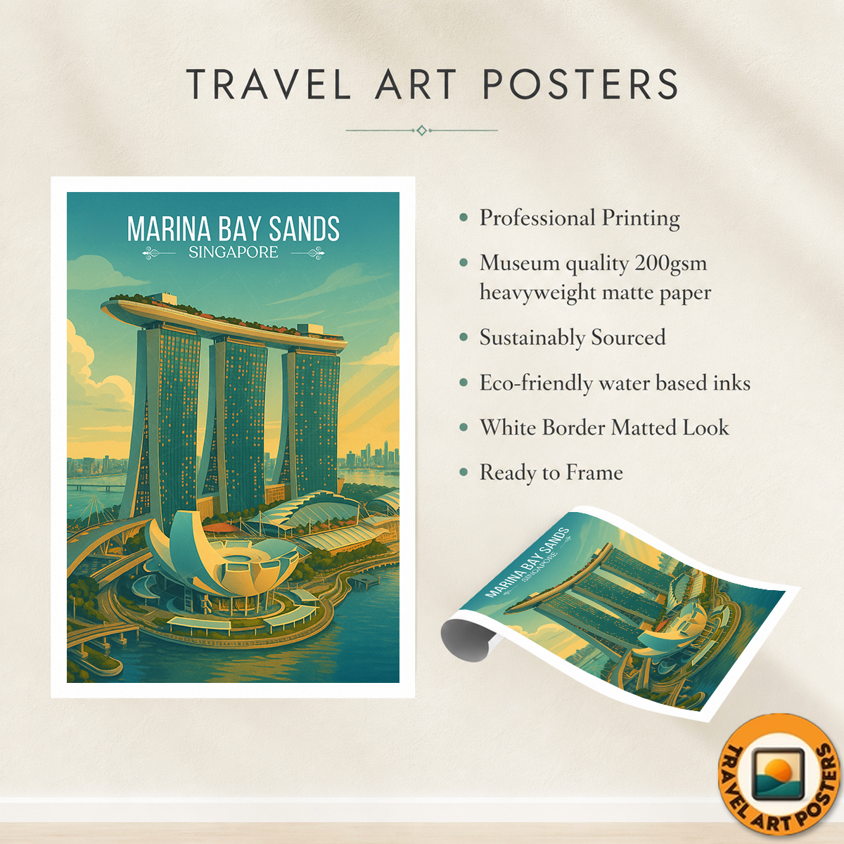 Marina Bay Sands - Singapore - Poster Print Modern Style Wall Art
