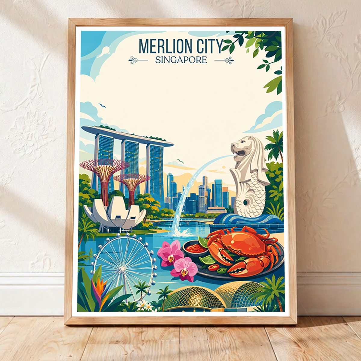 Merlion City - Singapore - Poster Print Modern Style Wall Art