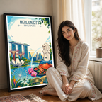 Merlion City - Singapore - Poster Print Modern Style Wall Art