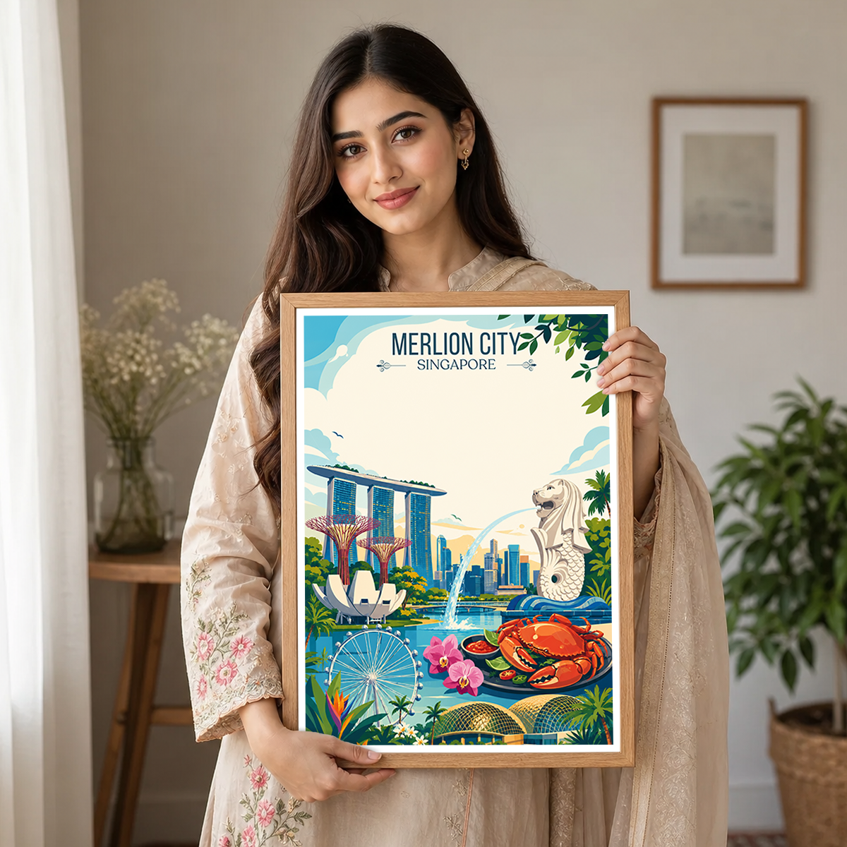 Merlion City - Singapore - Poster Print Modern Style Wall Art