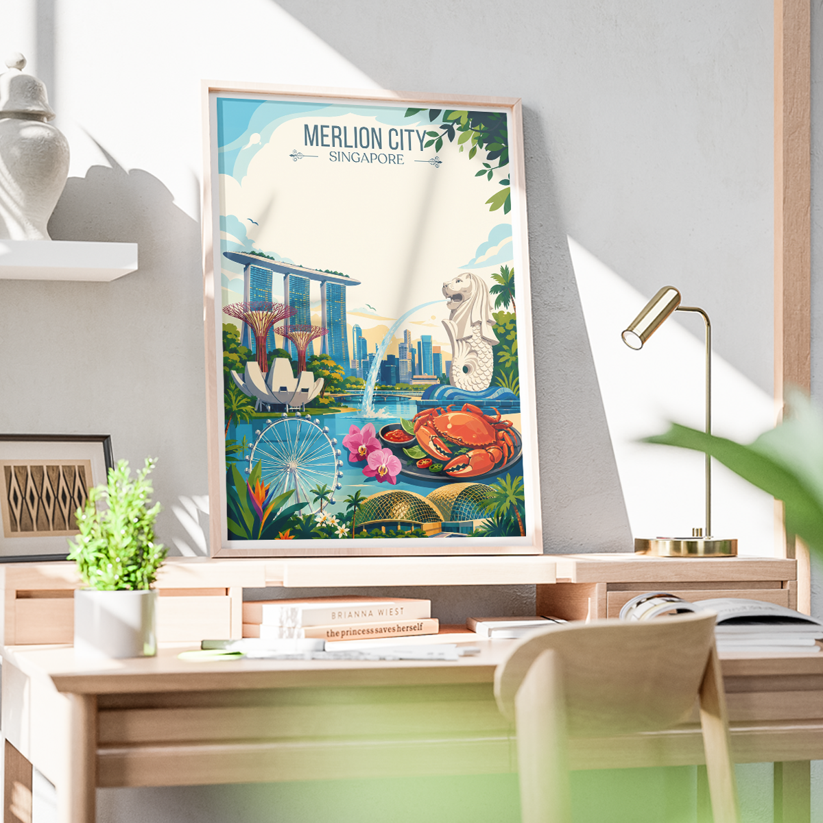 Merlion City - Singapore - Poster Print Modern Style Wall Art