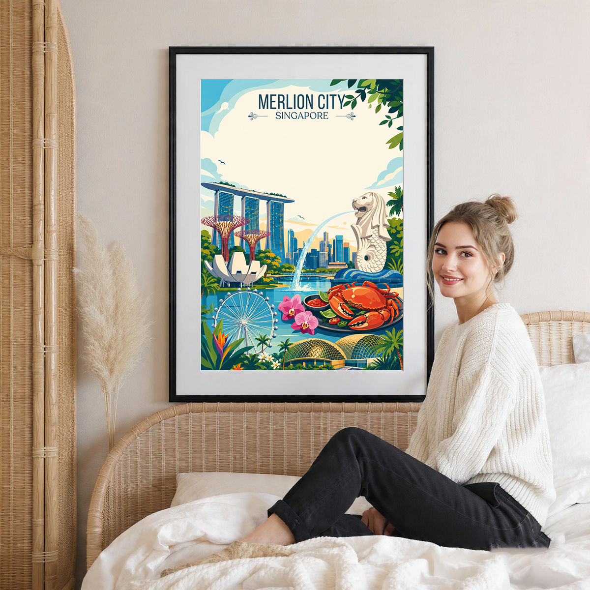 Merlion City - Singapore - Poster Print Modern Style Wall Art