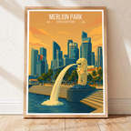 Merlion Park - Singapore - Poster Print Modern Style Wall Art