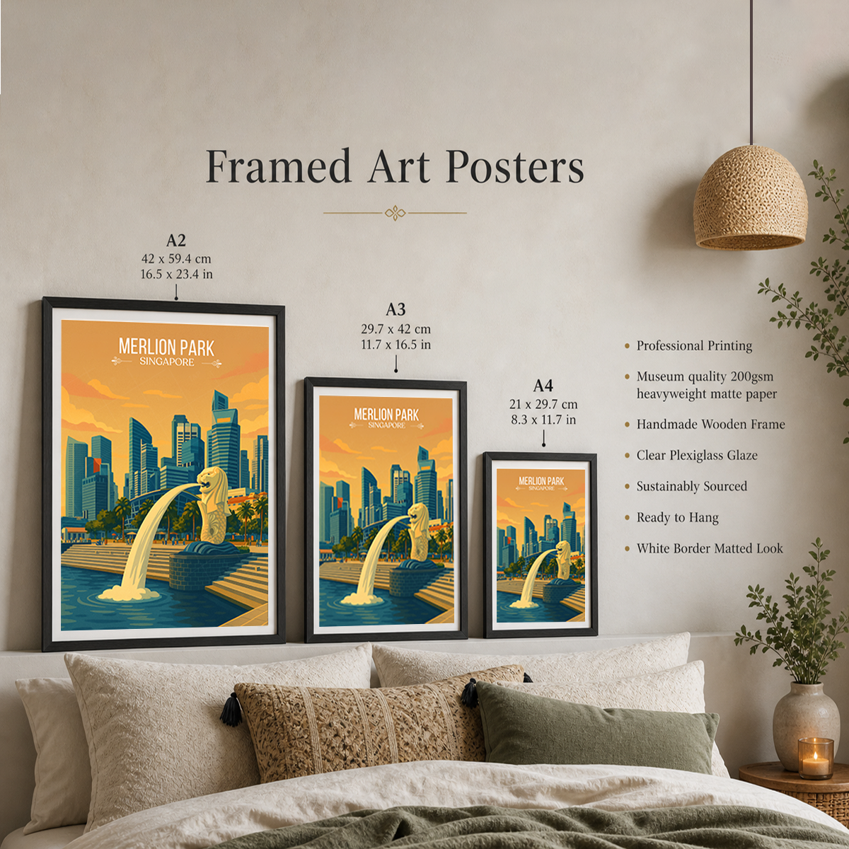 Merlion Park - Singapore - Poster Print Modern Style Wall Art