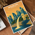 Merlion Park - Singapore - Poster Print Modern Style Wall Art