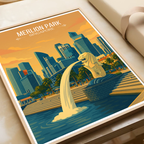 Merlion Park - Singapore - Poster Print Modern Style Wall Art
