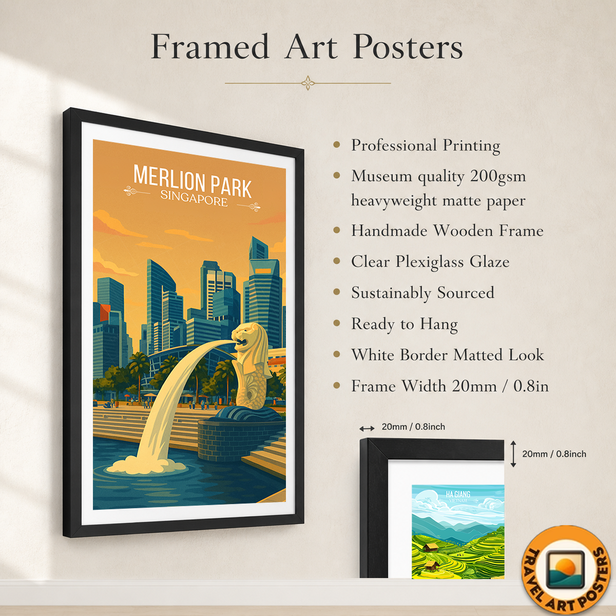 Merlion Park - Singapore - Poster Print Modern Style Wall Art